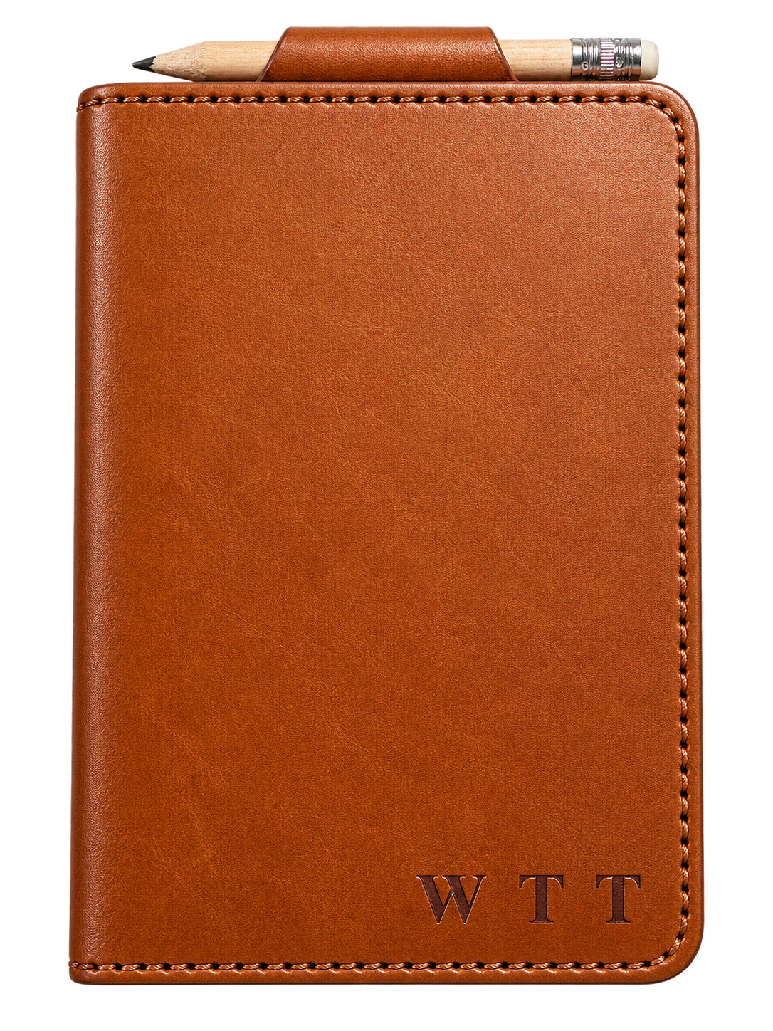 Tan scorecard holder, front cover