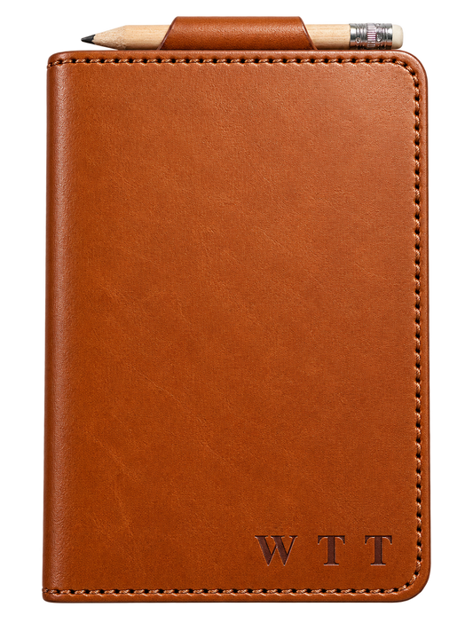 Tan scorecard holder, front cover